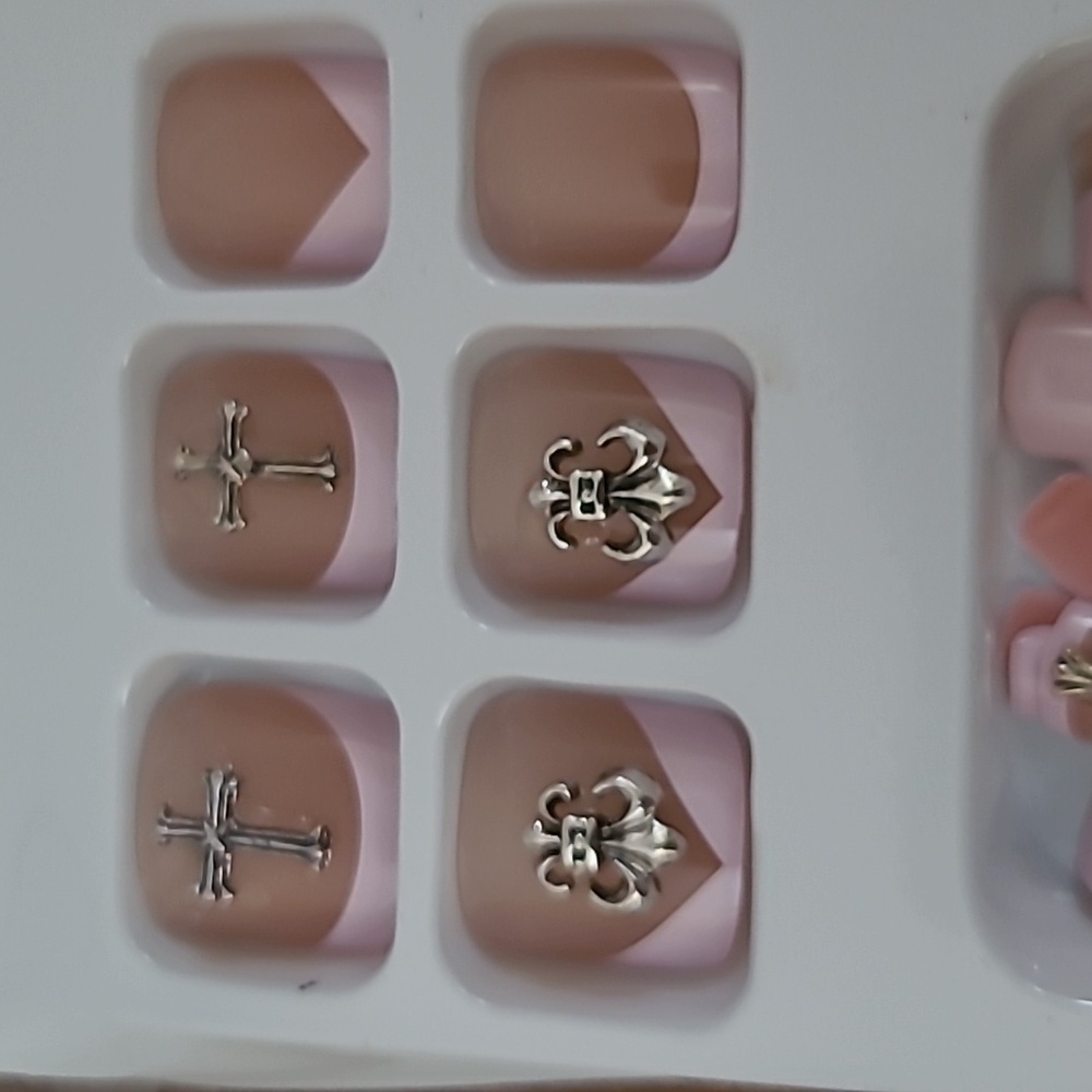 2/$16 3D Cross French Pedicure Press on Toenails - Picture 13 of 17
